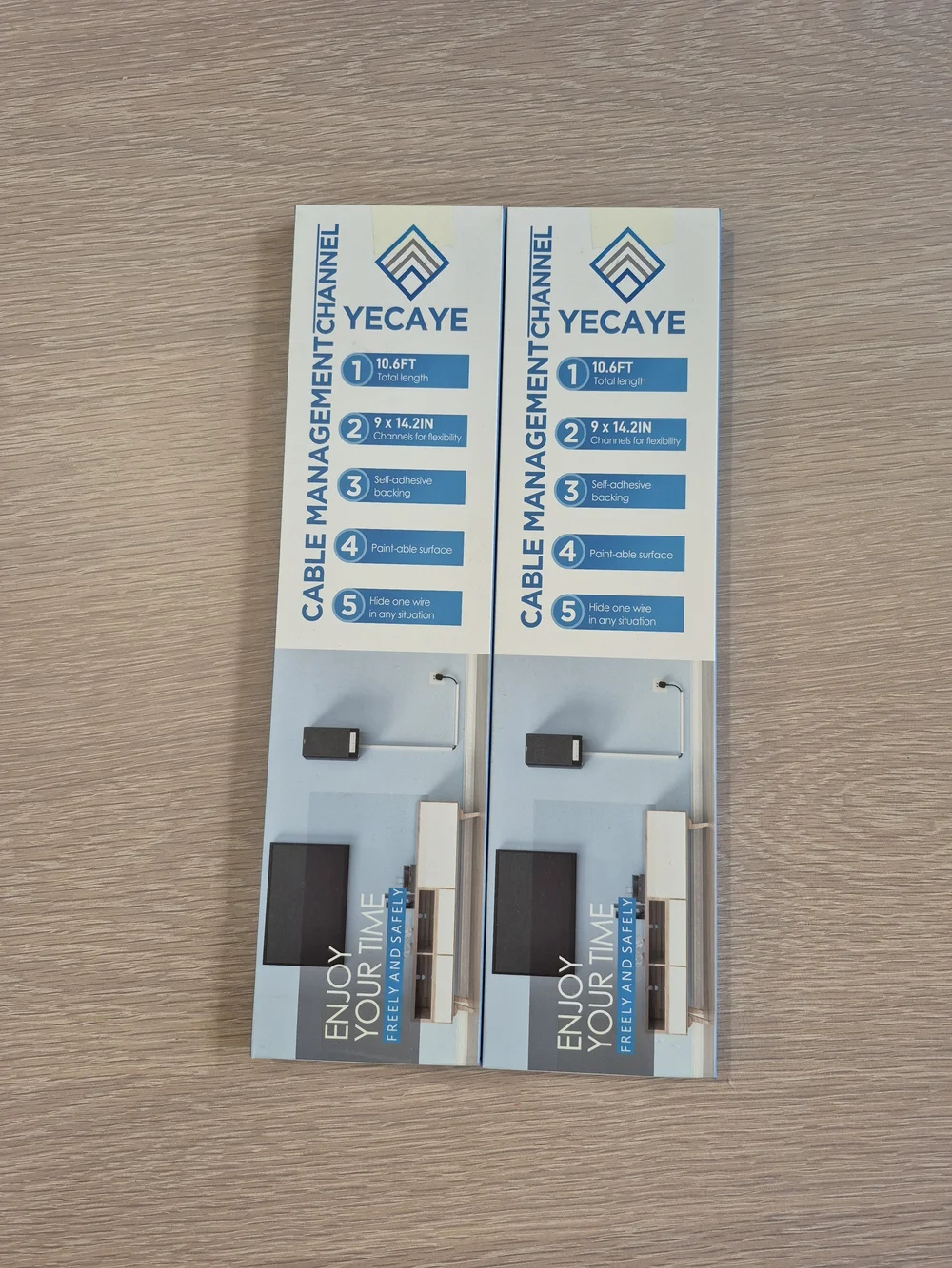 Yecaye White Cable Management Channel, 128x0.5x0.31in, 2-Pack